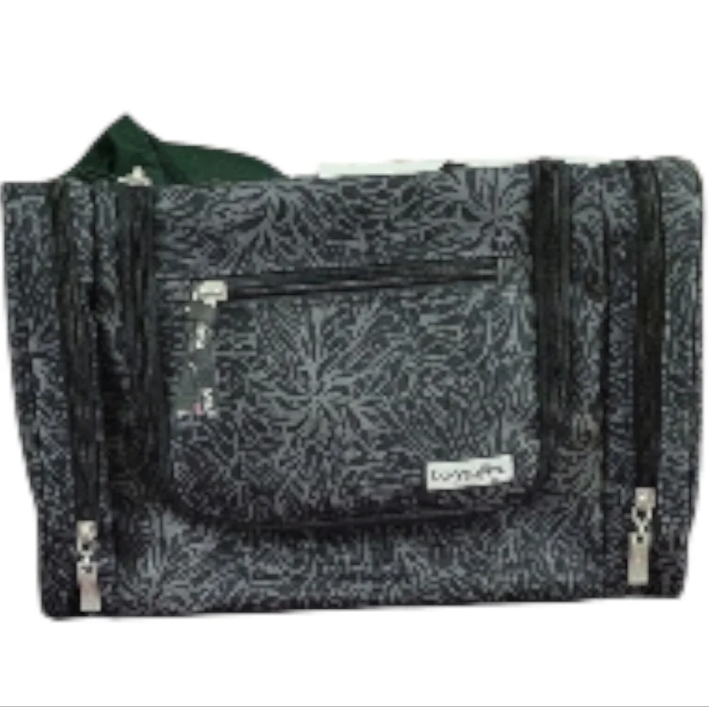 NWOT Baggallini Charcoal Floral Organizer Travel Toiletry Bag